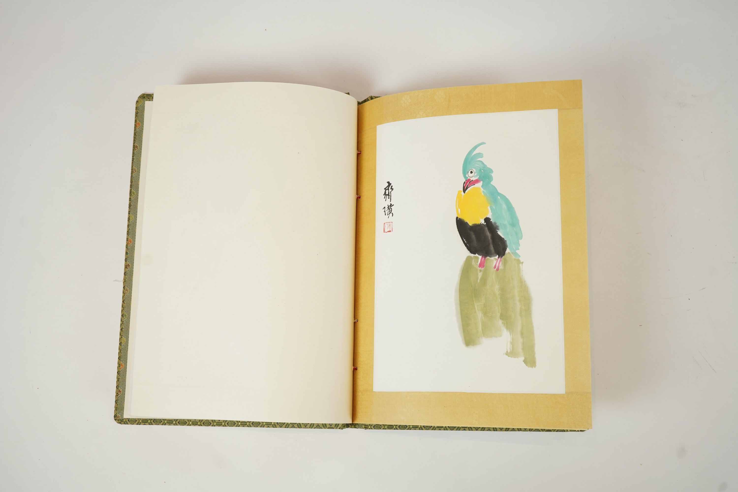 After Qi Baishi , (1864-1957), Album of 38 large woodblock prints, each image 39cm x 26.5cm